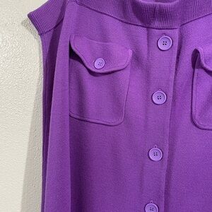 J.Crew Purple Merino Wool Knit Midi Skirt Size 3X Faux Button Asymmetrical Wooly